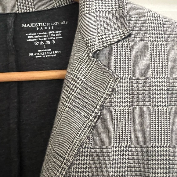 Majestic Filatures Double Face Glen Plaid Cotton Cashmere 3 Button Blazer S - Picture 3 of 3